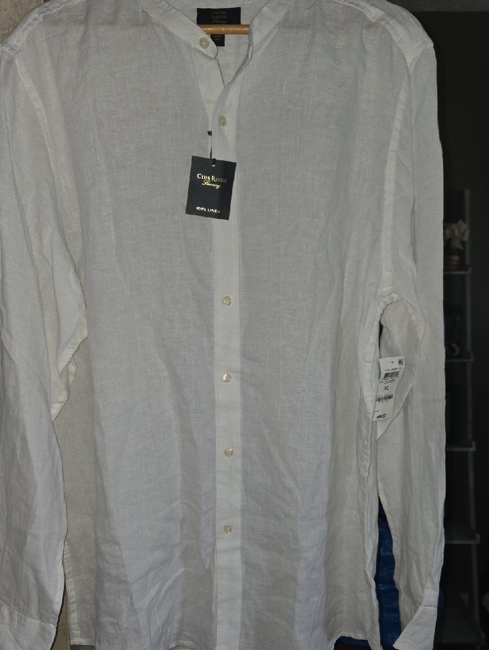 Club Room White Linen Casual Button-Down Shirt